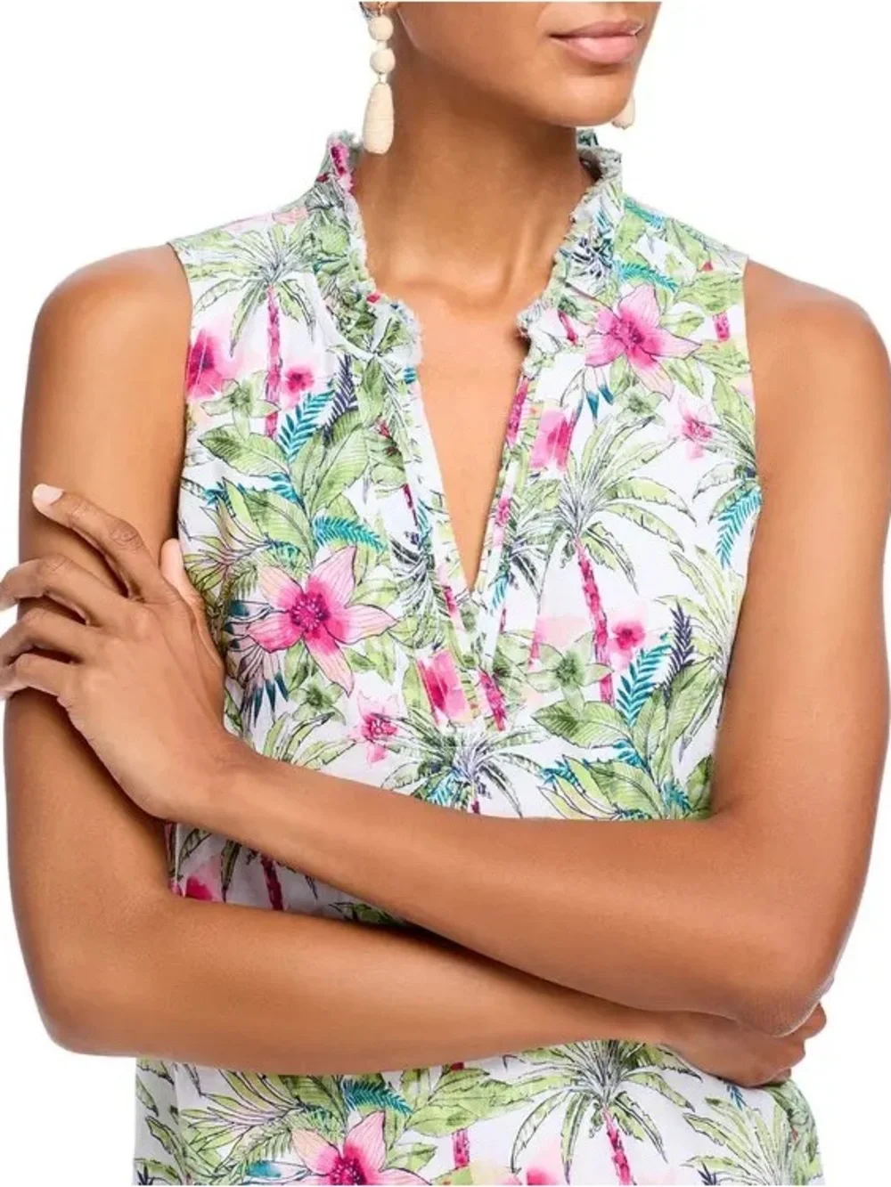 Tommy Bahama Tropical Floral Shift Dress Women’s Sz Small Pink Palm Print - Picture 2 of 5